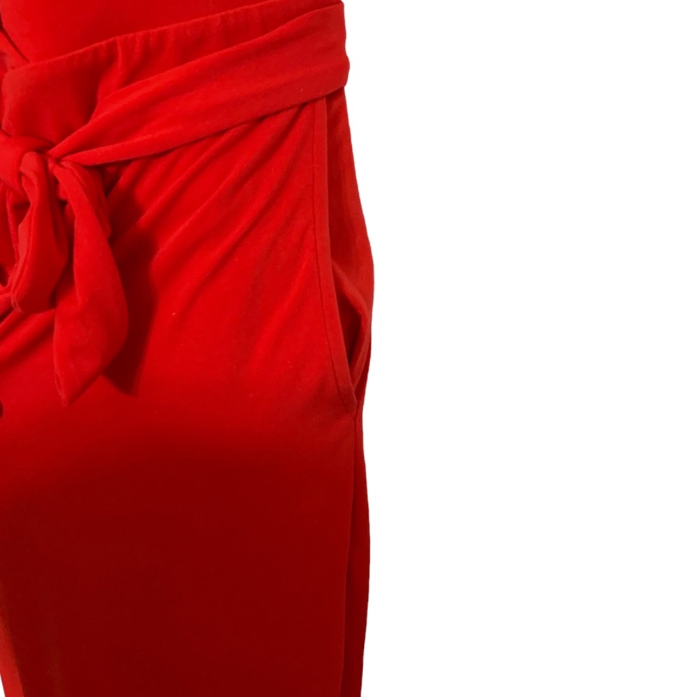 EXPRESS RED BELTED CRISS CROSS KEYHOLE TOP OPEN WIDE LEG JUMPSUIT - Picture 11 of 11